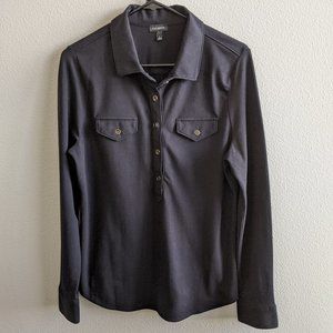 Talbots Cotton Blend Shirt pullover tunic black Lg